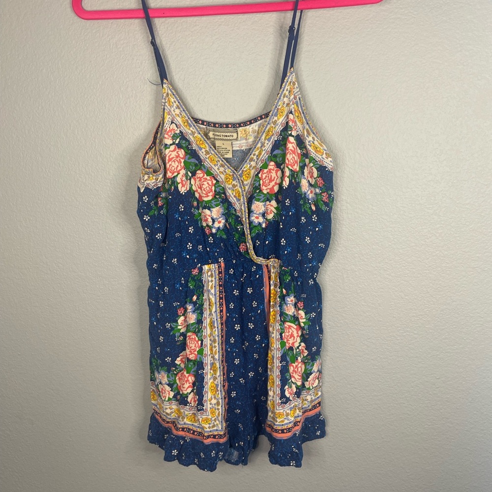 Flying Tomato Blue print summer romper size L